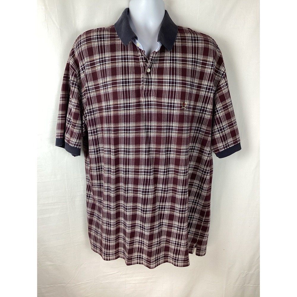 Tommy Hilfiger Men's Plaid Polo Shirt Size XXL Short Sleeve Logo Preppy Casual